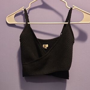 Aerie Black Ribbed Crop Top